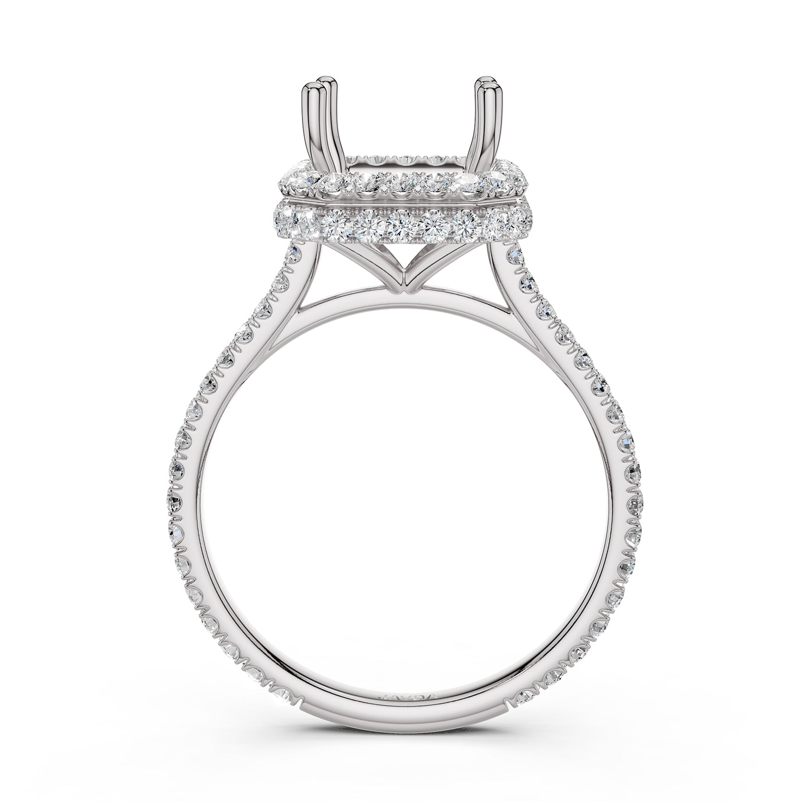 Double Halo Semi Mount Lab Grown Diamond Engagement Ring 0.53 Ct.